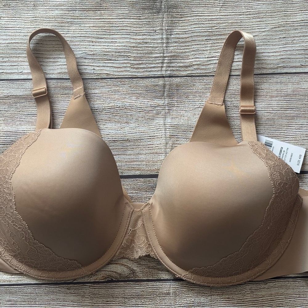 Soma Vanishing 360 Perfect Cov Lace Trim Bra, 40 B-warm amber NWT